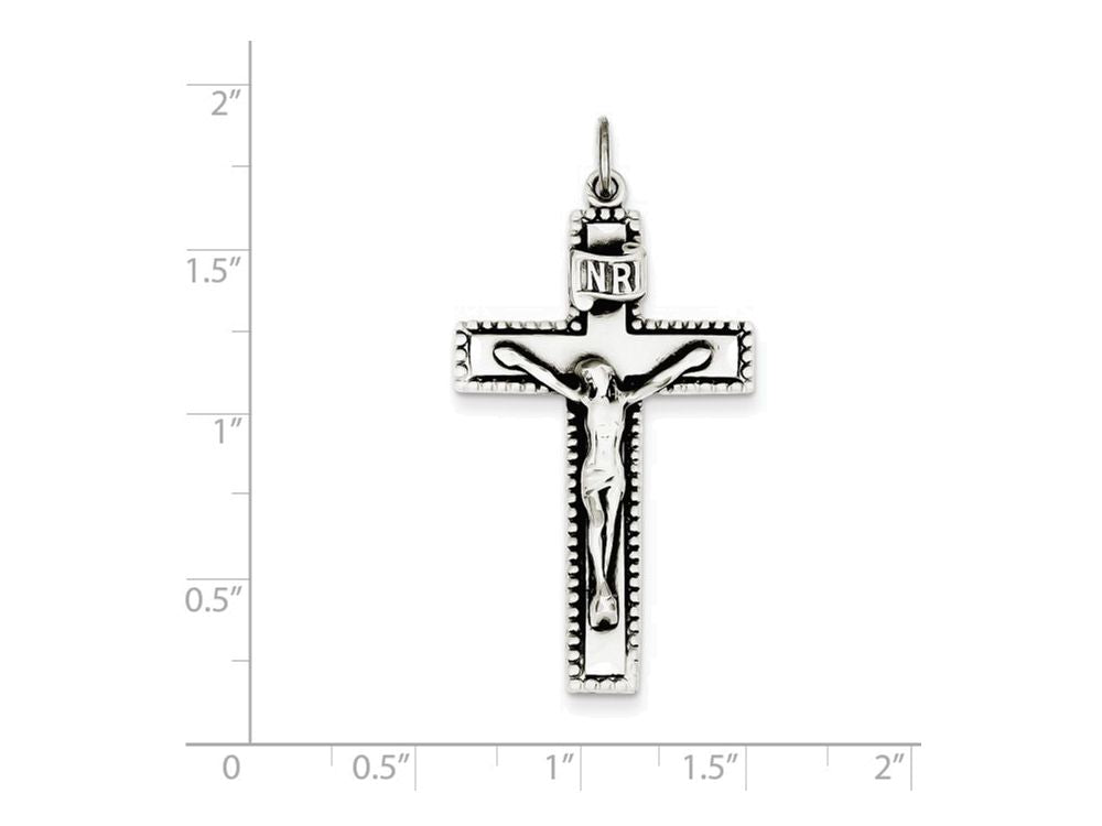 FJC Finejewelers Sterling Silver Antiqued Inri Crucifix Pendant Necklace - Chain Included