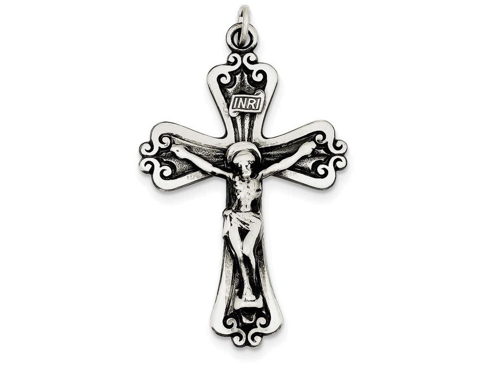 FJC Finejewelers Sterling Silver Antiqued Inri Crucifix Pendant Necklace - Chain Included