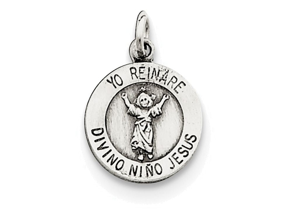 FJC Finejewelers Sterling Silver Divino Nino Medal Pendant Necklace - Chain Included (divine Infant Jesus)