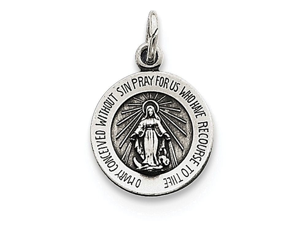 FJC Finejewelers Sterling Silver Antiqued Miraculous Medal Pendant Necklace - Chain Included