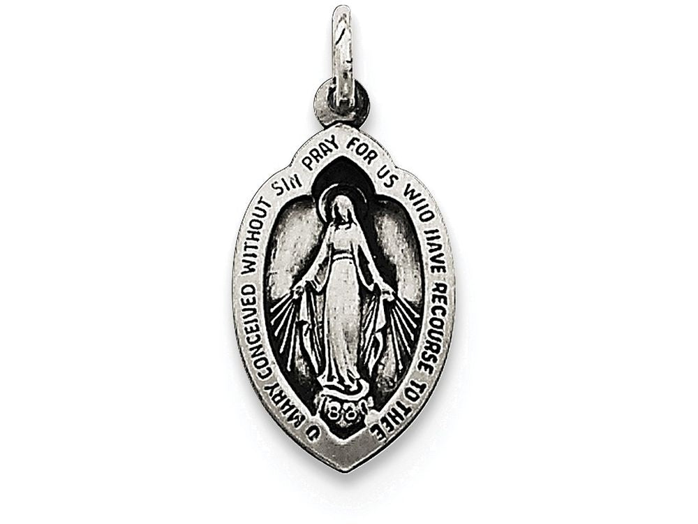 FJC Finejewelers Sterling Silver Antiqued Miraculous Medal Pendant Necklace - Chain Included