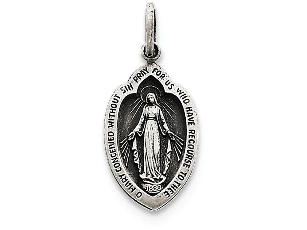 FJC Finejewelers Sterling Silver Antiqued Miraculous Medal Pendant Necklace - Chain Included