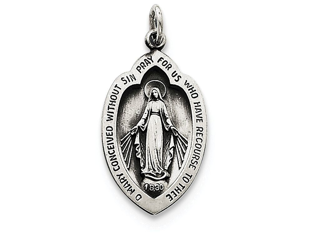 FJC Finejewelers Sterling Silver Antiqued Miraculous Medal Pendant Necklace - Chain Included