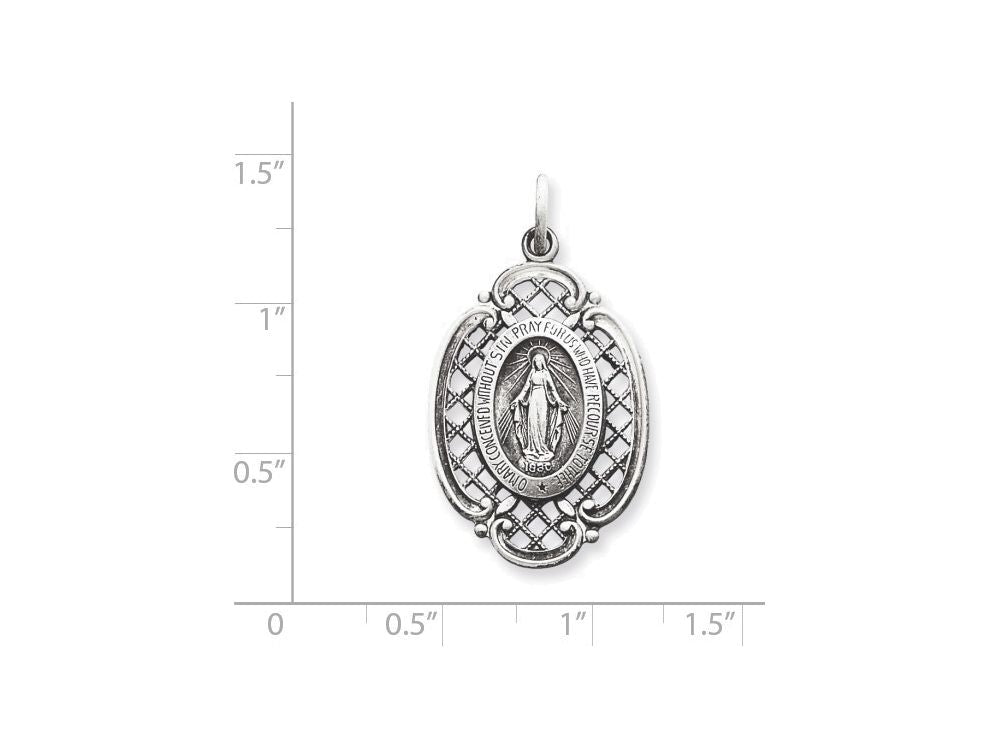 FJC Finejewelers Sterling Silver Antiqued Miraculous Medal Pendant Necklace - Chain Included