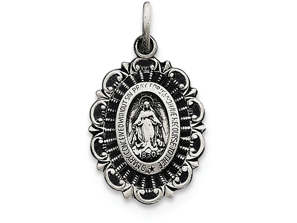 FJC Finejewelers Sterling Silver Antiqued Miraculous Medal Pendant Necklace - Chain Included