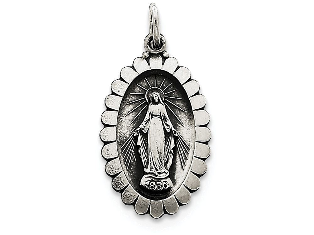 FJC Finejewelers Sterling Silver Antiqued Miraculous Medal Pendant Necklace - Chain Included