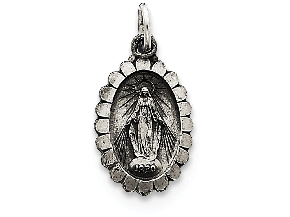 FJC Finejewelers Sterling Silver Antiqued Miraculous Medal Pendant Necklace - Chain Included