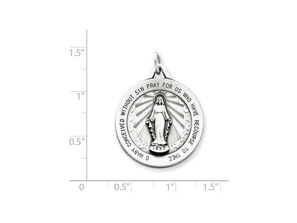 FJC Finejewelers Sterling Silver Antiqued Miraculous Medal Pendant Necklace - Chain Included