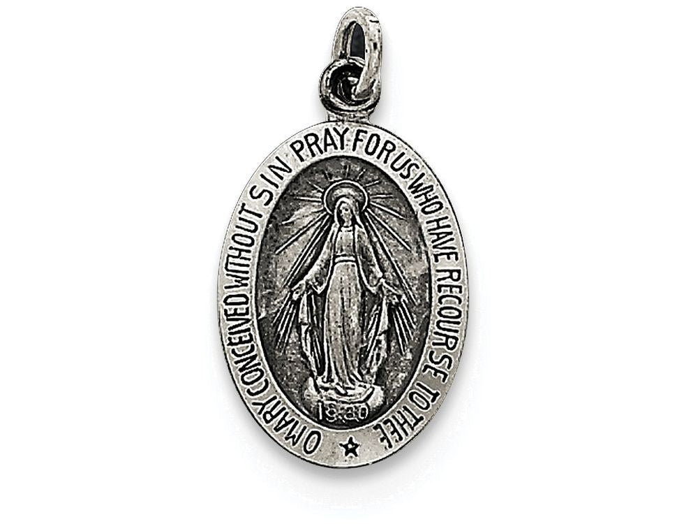 FJC Finejewelers Sterling Silver Antiqued Miraculous Medal Pendant Necklace - Chain Included