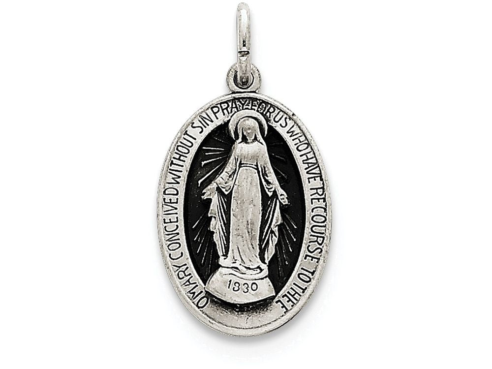 FJC Finejewelers Sterling Silver Antiqued Miraculous Medal Pendant Necklace - Chain Included