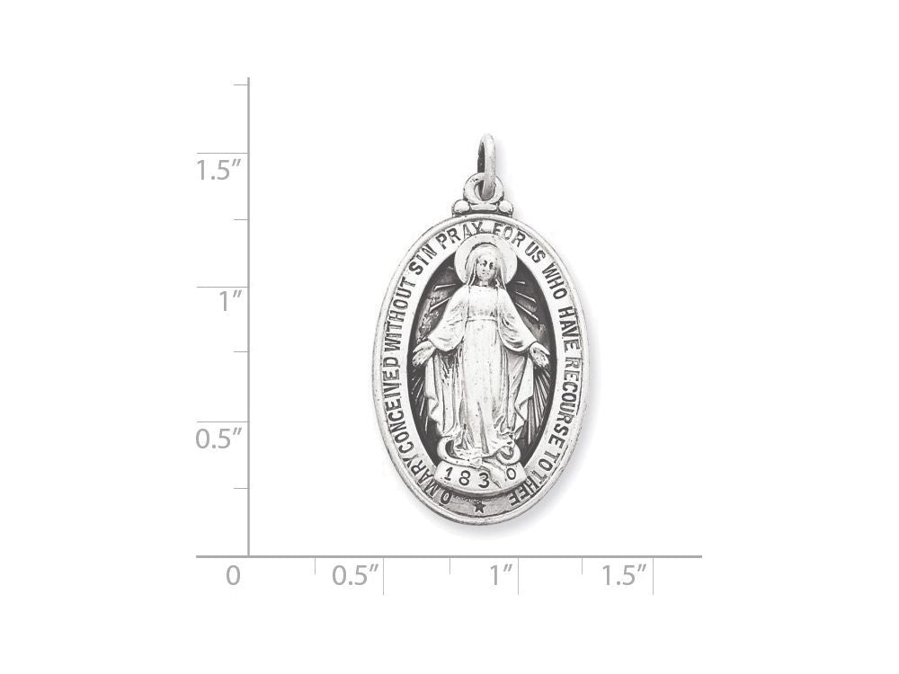 FJC Finejewelers Sterling Silver Antiqued Miraculous Medal Pendant Necklace - Chain Included