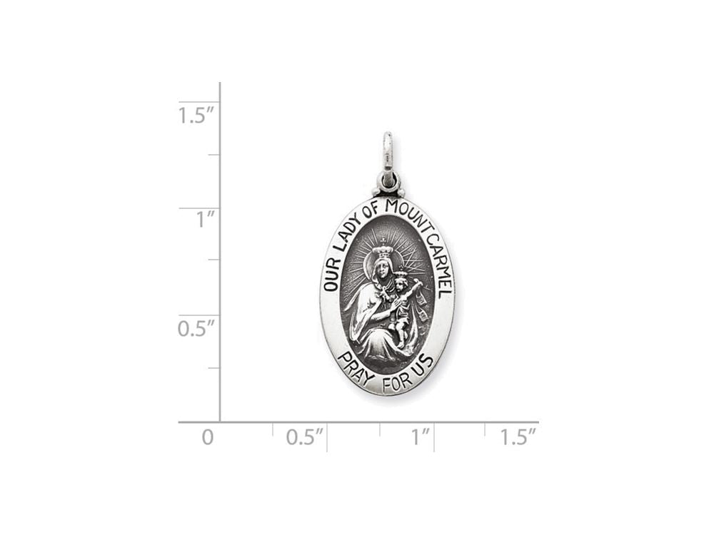 FJC Finejewelers Sterling Silver Antiqued Our Lady Of Mount Carmel Medal Pendant Necklace - Chain Included