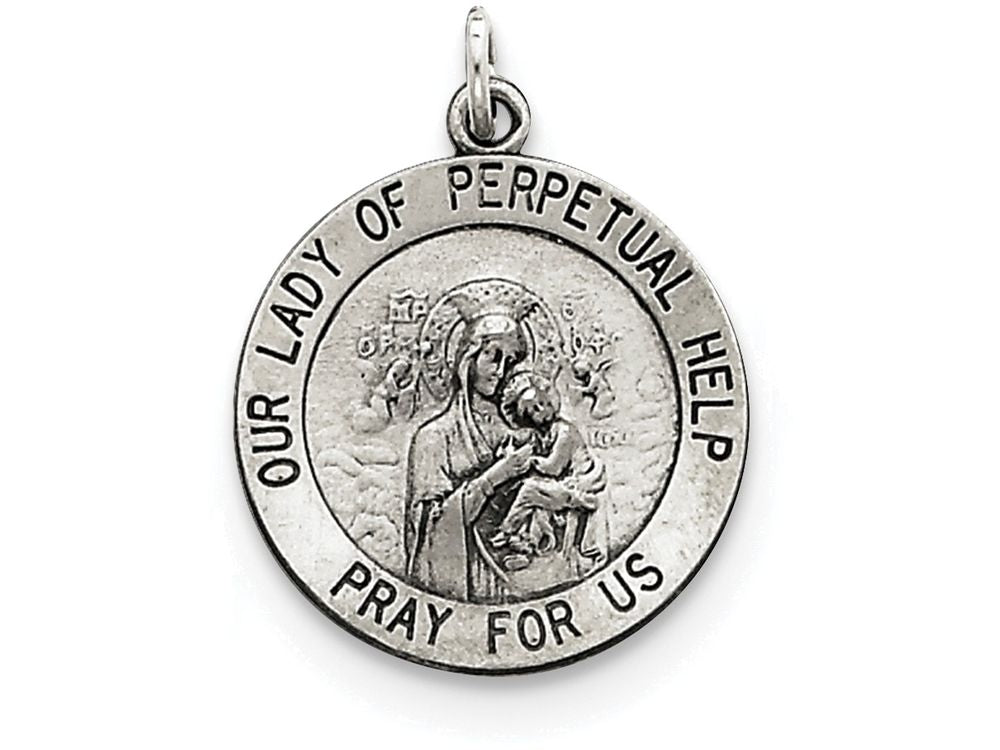 FJC Finejewelers Sterling Silver Antiqued Our Lady Of Perpetual Help Medal Pendant Necklace - Chain Included
