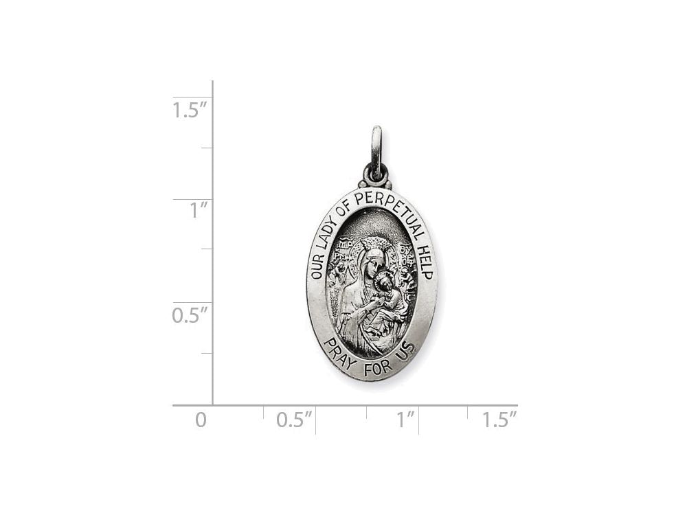 FJC Finejewelers Sterling Silver Antiqued Our Lady Of Perpetual Help Medal Pendant Necklace - Chain Included