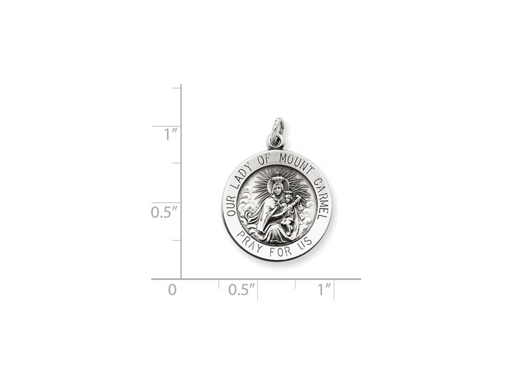FJC Finejewelers Sterling Silver Antiqued Our Lady Of Mount Carmel Medal Pendant Necklace - Chain Included