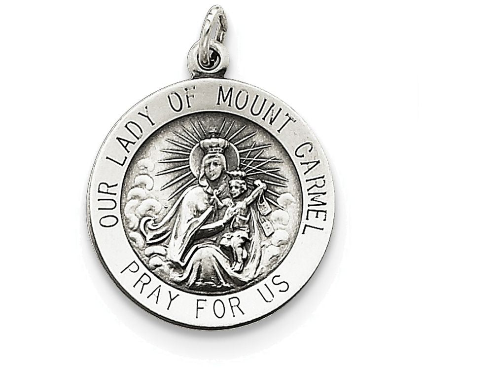 FJC Finejewelers Sterling Silver Antiqued Our Lady Of Mount Carmel Medal Pendant Necklace - Chain Included