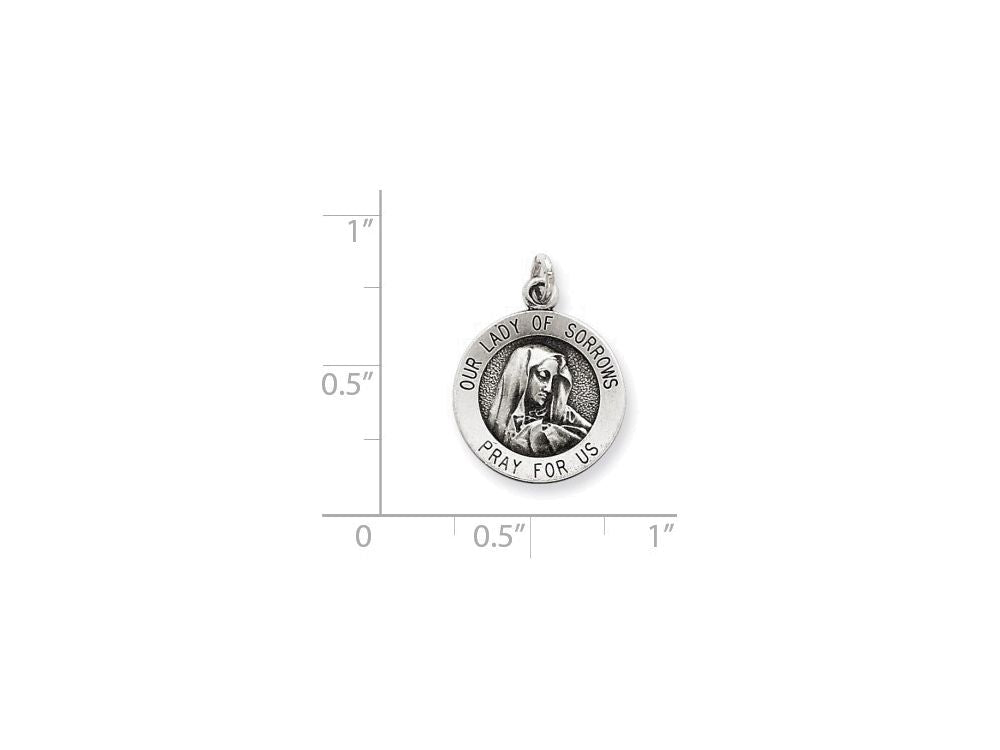 FJC Finejewelers Sterling Silver Antiqued Our Lady Of Sorrows Medal Pendant Necklace - Chain Included