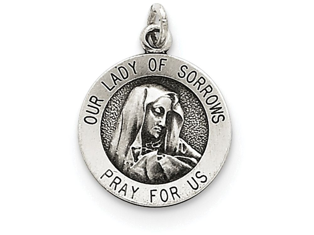 FJC Finejewelers Sterling Silver Antiqued Our Lady Of Sorrows Medal Pendant Necklace - Chain Included