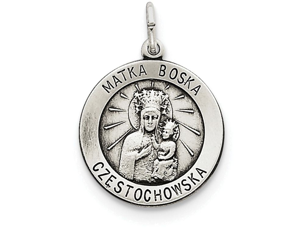 FJC Finejewelers Sterling Silver Antiqued Matka Boska Medal Pendant Necklace - Chain Included