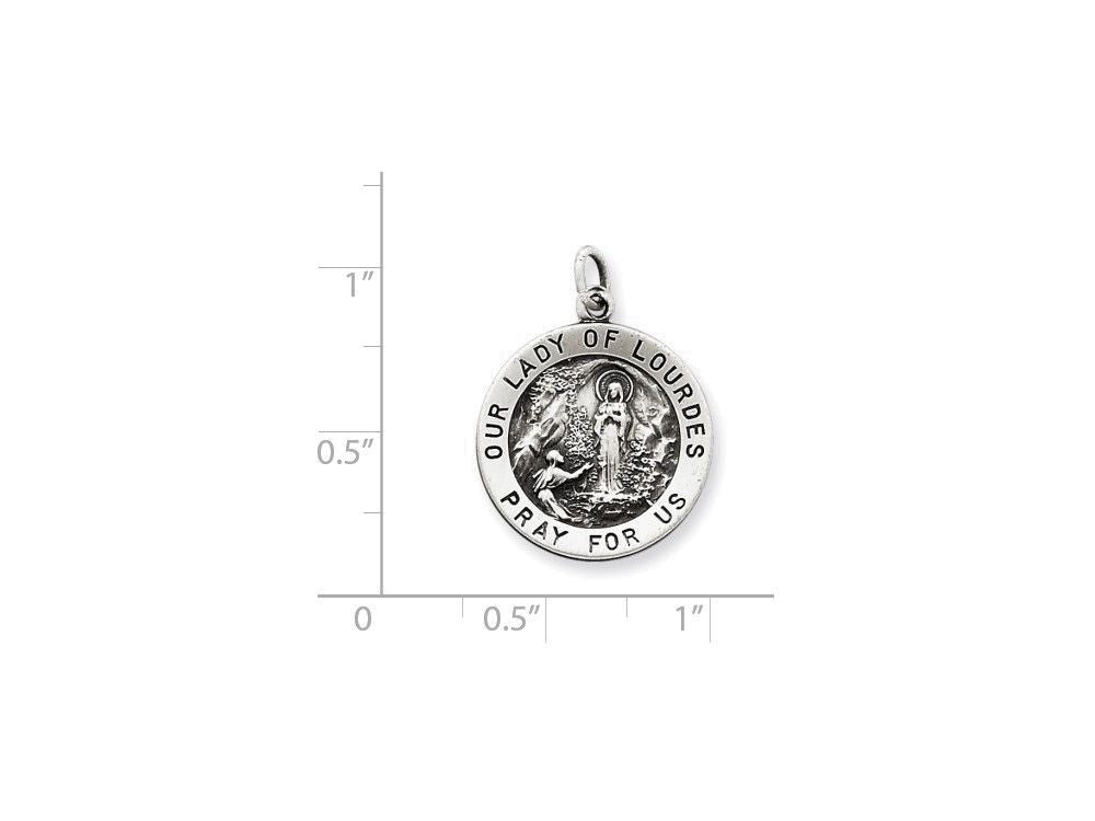 FJC Finejewelers Sterling Silver Antiqued Our Lady Of Lourdes Medal Pendant Necklace - Chain Included