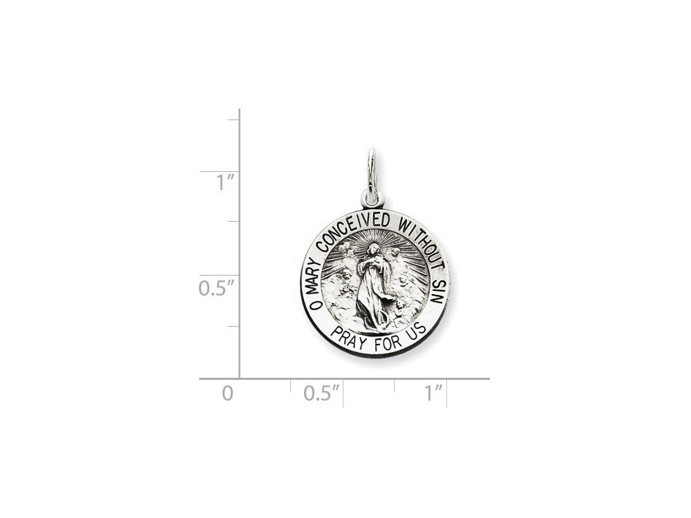 FJC Finejewelers Sterling Silver Antiqued Blessed Mother Medal Pendant Necklace - Chain Included