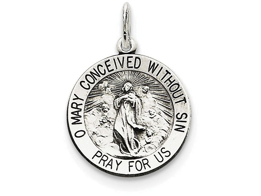 FJC Finejewelers Sterling Silver Antiqued Blessed Mother Medal Pendant Necklace - Chain Included