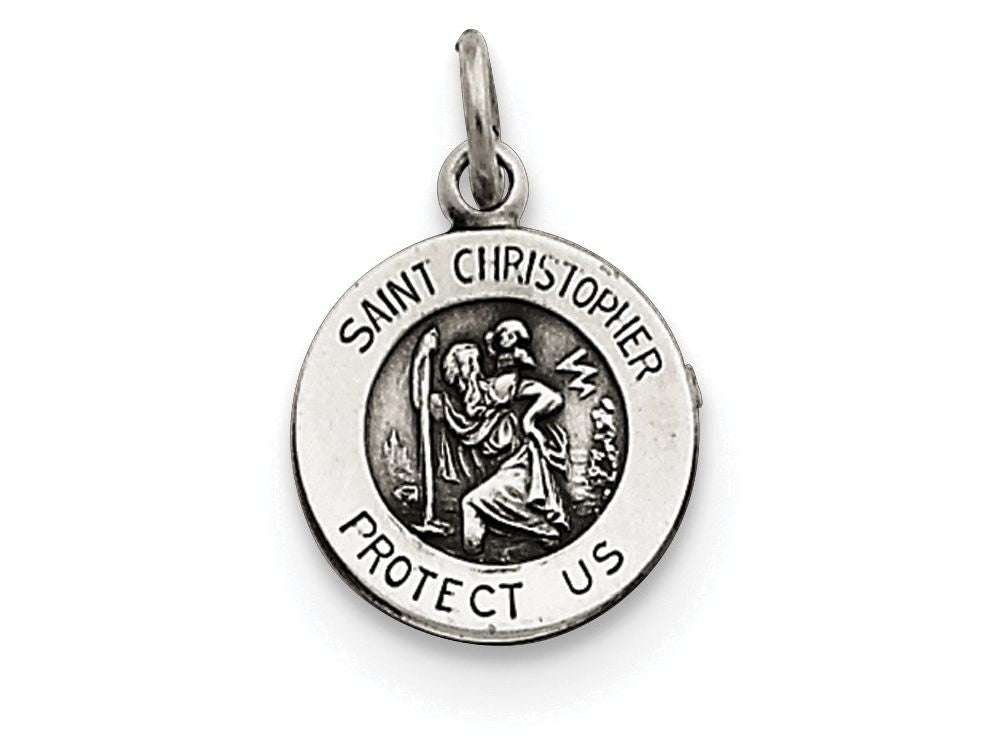 FJC Finejewelers Sterling Silver Antiqued Saint Christopher Medal Pendant Necklace - Chain Included