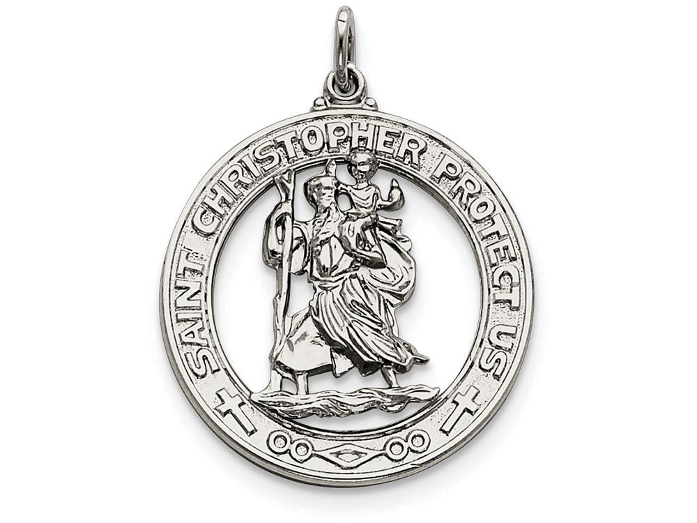 FJC Finejewelers Sterling Silver Saint Christopher Medal Pendant Necklace - Chain Included