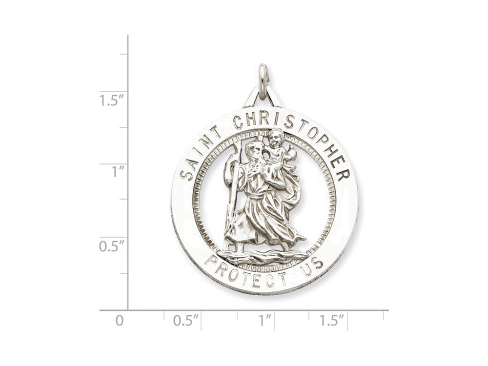 FJC Finejewelers Sterling Silver Saint Christopher Medal Pendant Necklace - Chain Included