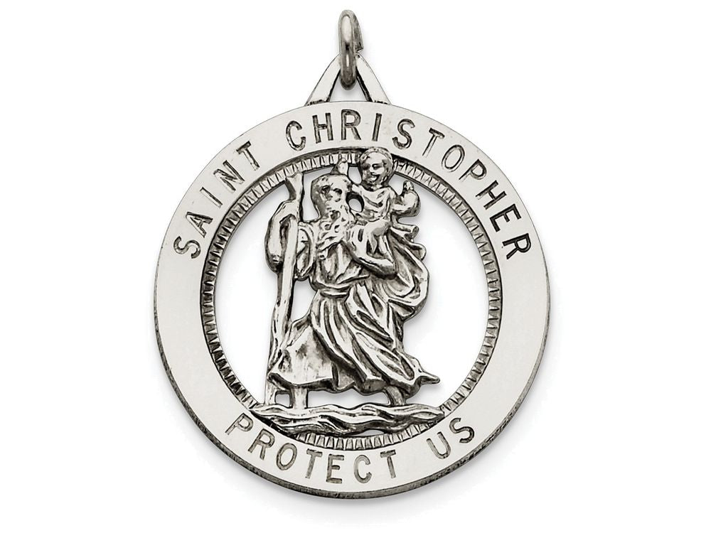 FJC Finejewelers Sterling Silver Saint Christopher Medal Pendant Necklace - Chain Included
