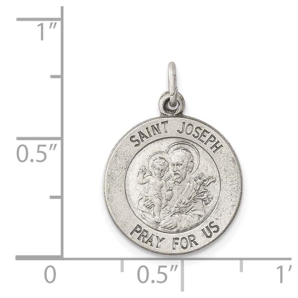 FJC Finejewelers Sterling Silver Antiqued Saint Joseph Medal Pendant Necklace - Chain Included