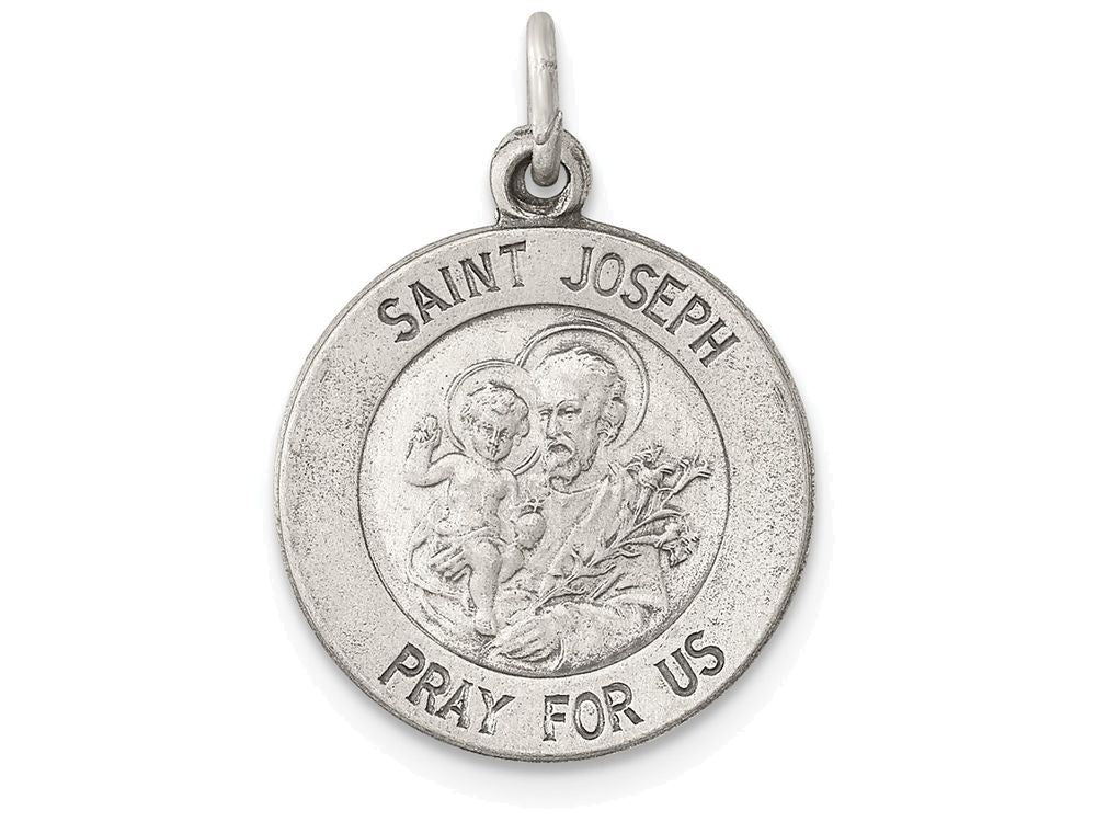FJC Finejewelers Sterling Silver Antiqued Saint Joseph Medal Pendant Necklace - Chain Included