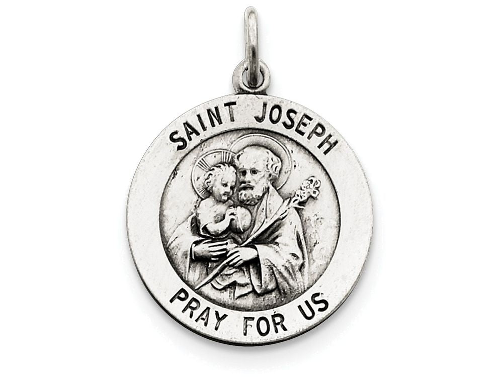 FJC Finejewelers Sterling Silver Antiqued Saint Joseph Medal Pendant Necklace - Chain Included