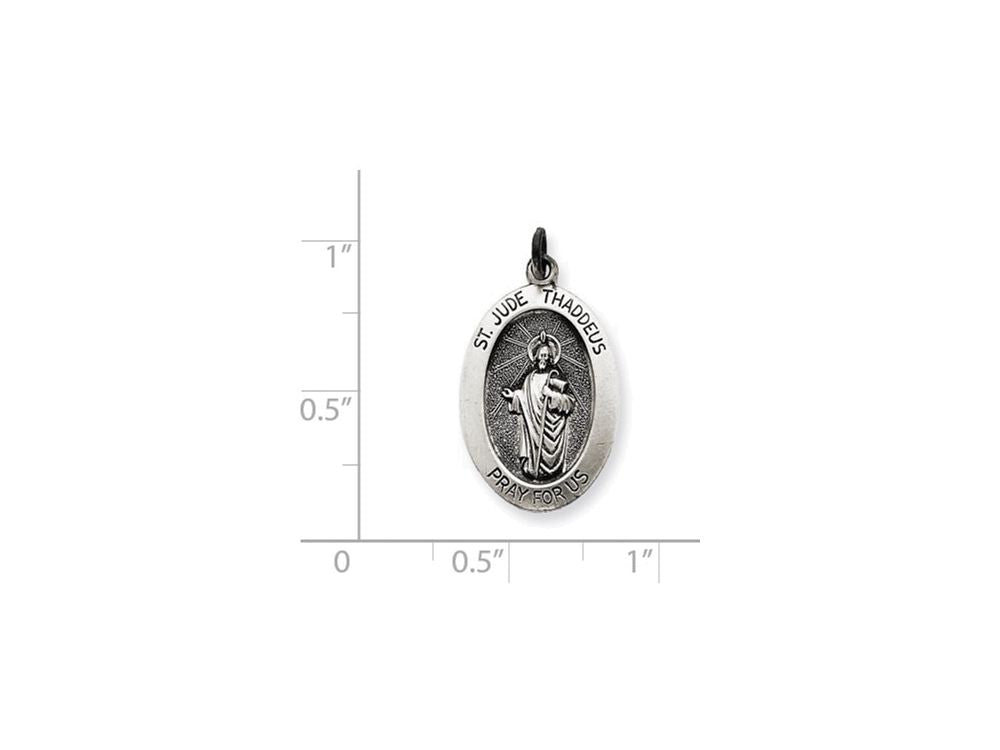 FJC Finejewelers Sterling Silver Antiqued Saint Jude Thaddeus Medal Pendant Necklace - Chain Included