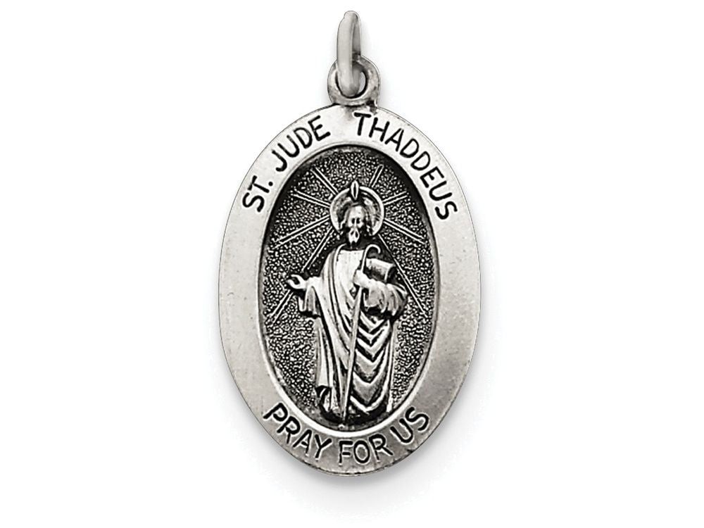 FJC Finejewelers Sterling Silver Antiqued Saint Jude Thaddeus Medal Pendant Necklace - Chain Included