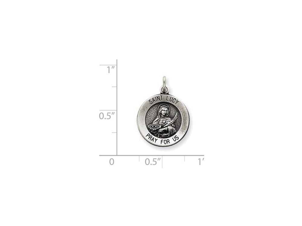 FJC Finejewelers Sterling Silver Antiqued Saint Lucy Medal Pendant Necklace - Chain Included