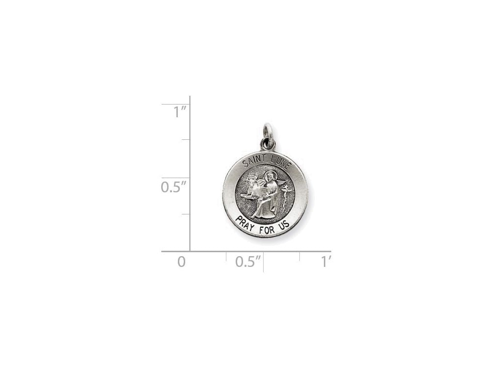 FJC Finejewelers Sterling Silver Antiqued Saint Luke Medal Pendant Necklace - Chain Included