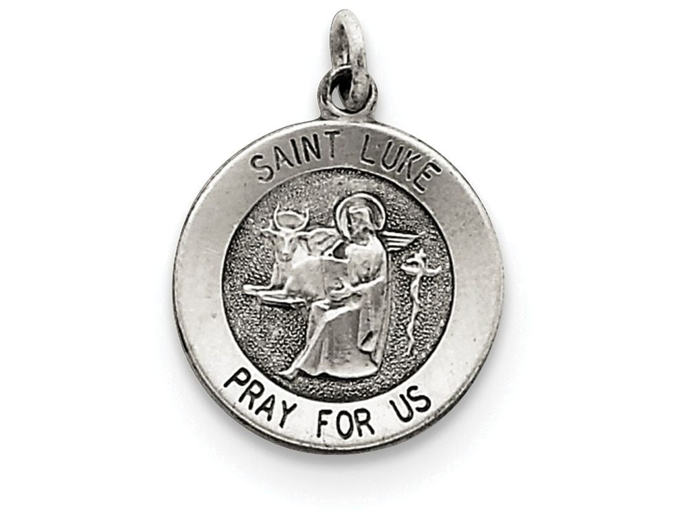 FJC Finejewelers Sterling Silver Antiqued Saint Luke Medal Pendant Necklace - Chain Included