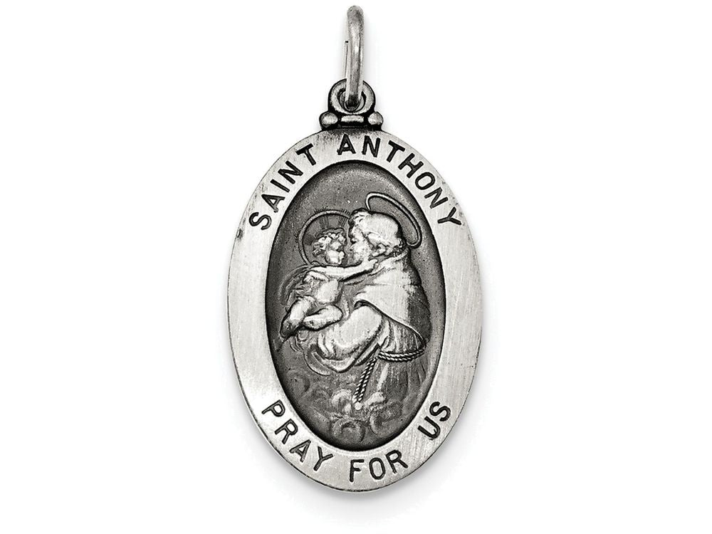 FJC Finejewelers Sterling Silver Antiqued Saint Anthony Medal Pendant Necklace - Chain Included