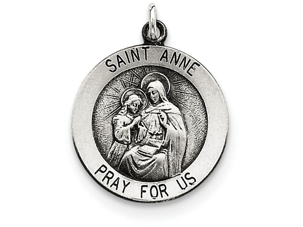 FJC Finejewelers Sterling Silver Antiqued Saint Anne Medal Pendant Necklace - Chain Included