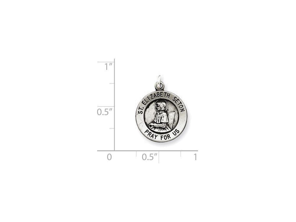 FJC Finejewelers Sterling Silver Antiqued Saint Elizabeth Seton Medal Pendant Necklace - Chain Included