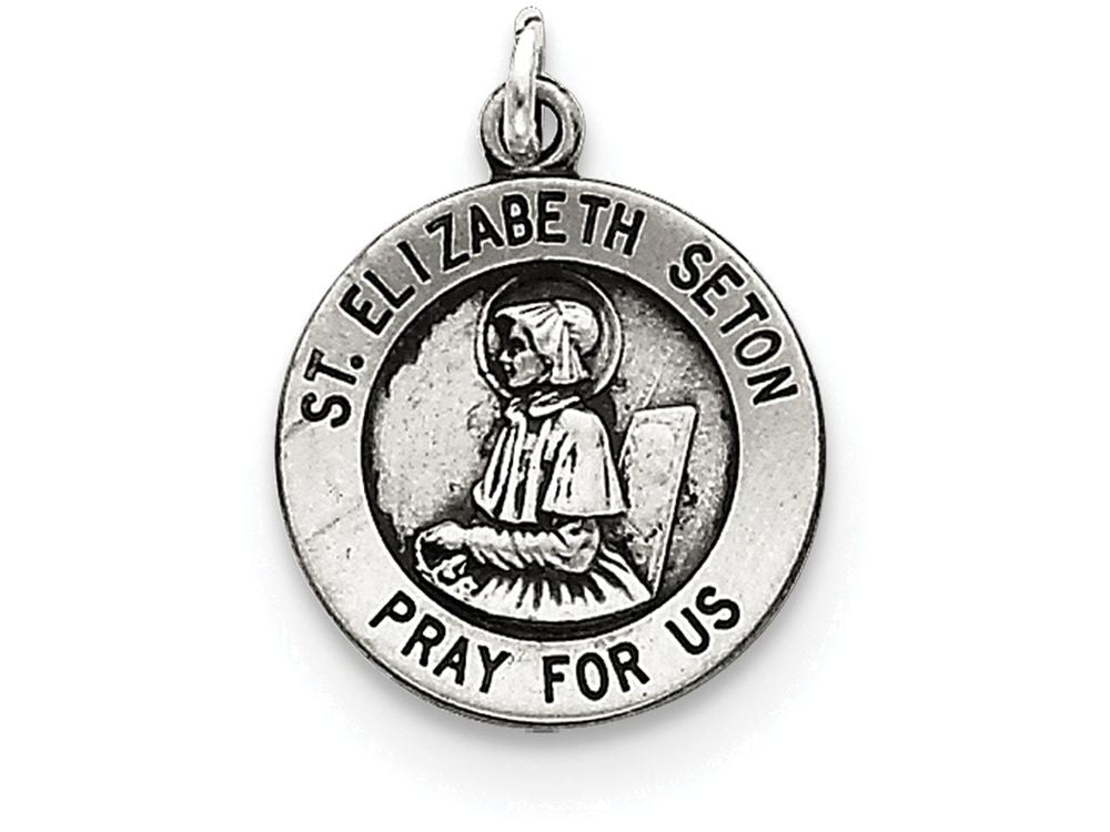FJC Finejewelers Sterling Silver Antiqued Saint Elizabeth Seton Medal Pendant Necklace - Chain Included