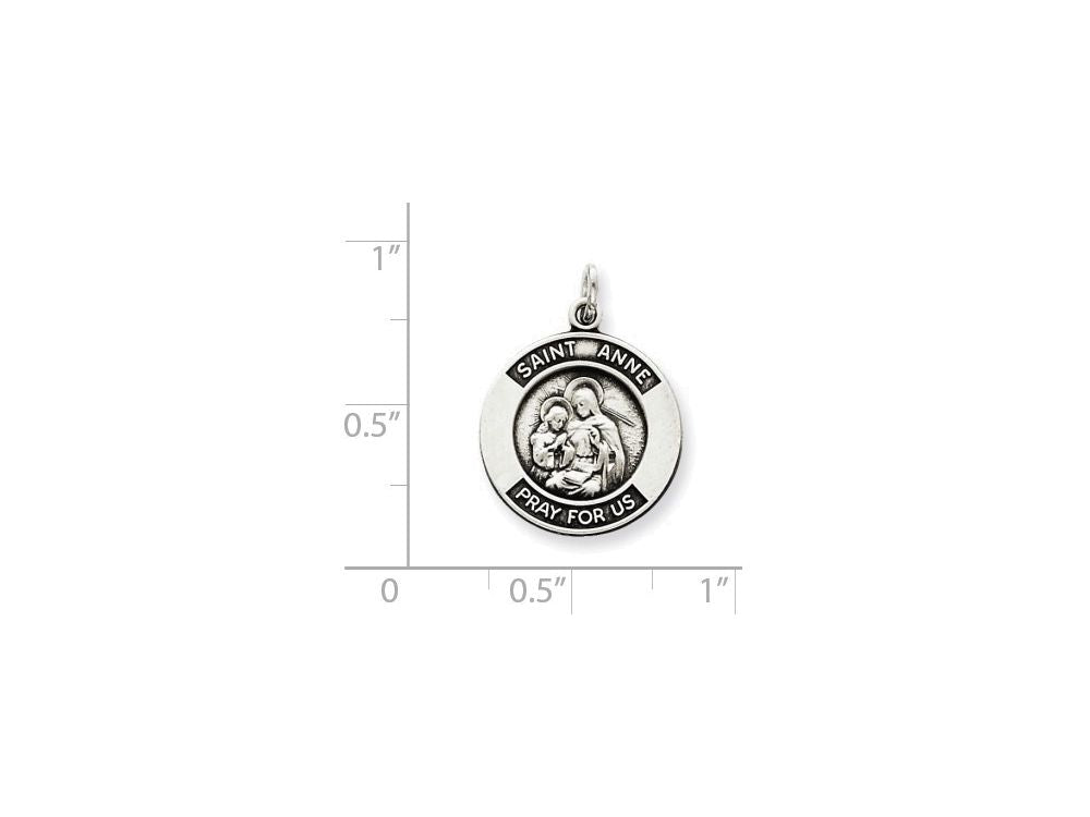 FJC Finejewelers Sterling Silver Antiqued Saint Anne Medal Pendant Necklace - Chain Included