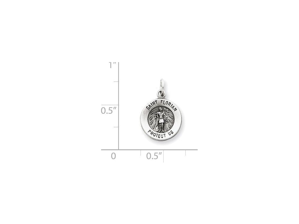 FJC Finejewelers Sterling Silver Antiqued Saint Florian Medal Pendant Necklace - Chain Included