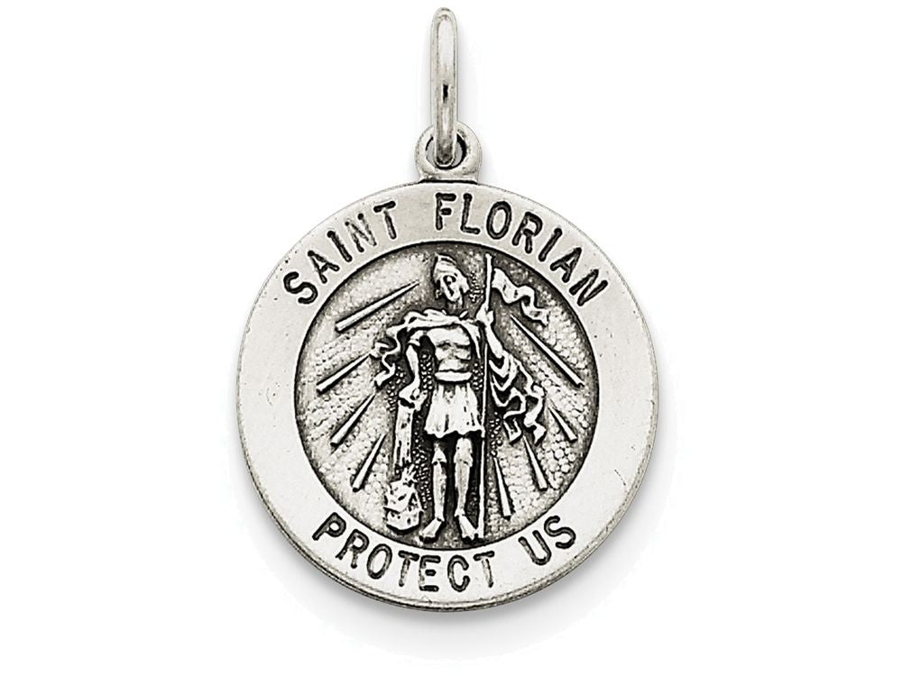 FJC Finejewelers Sterling Silver Antiqued Saint Florian Medal Pendant Necklace - Chain Included
