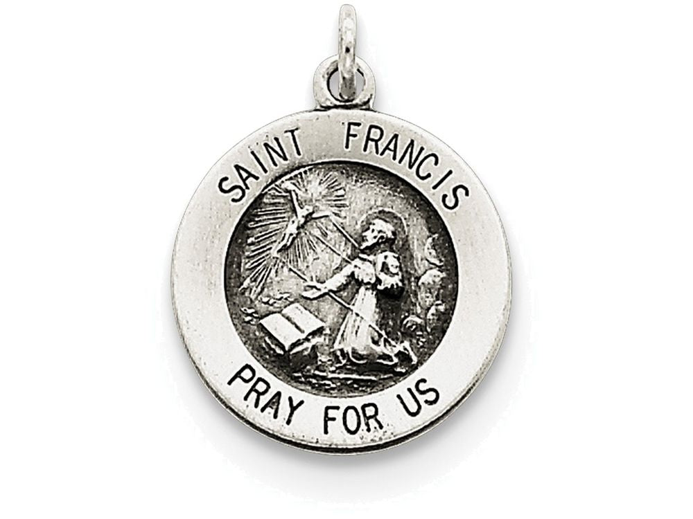 FJC Finejewelers Sterling Silver Antiqued Saint Francis Medal Pendant Necklace - Chain Included