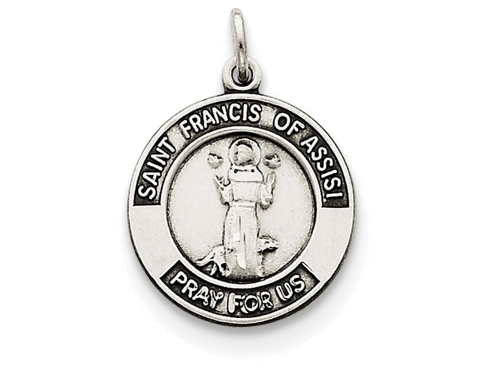 FJC Finejewelers Sterling Silver Antiqued Saint Francis Of Assisi Medal Pendant Necklace - Chain Included