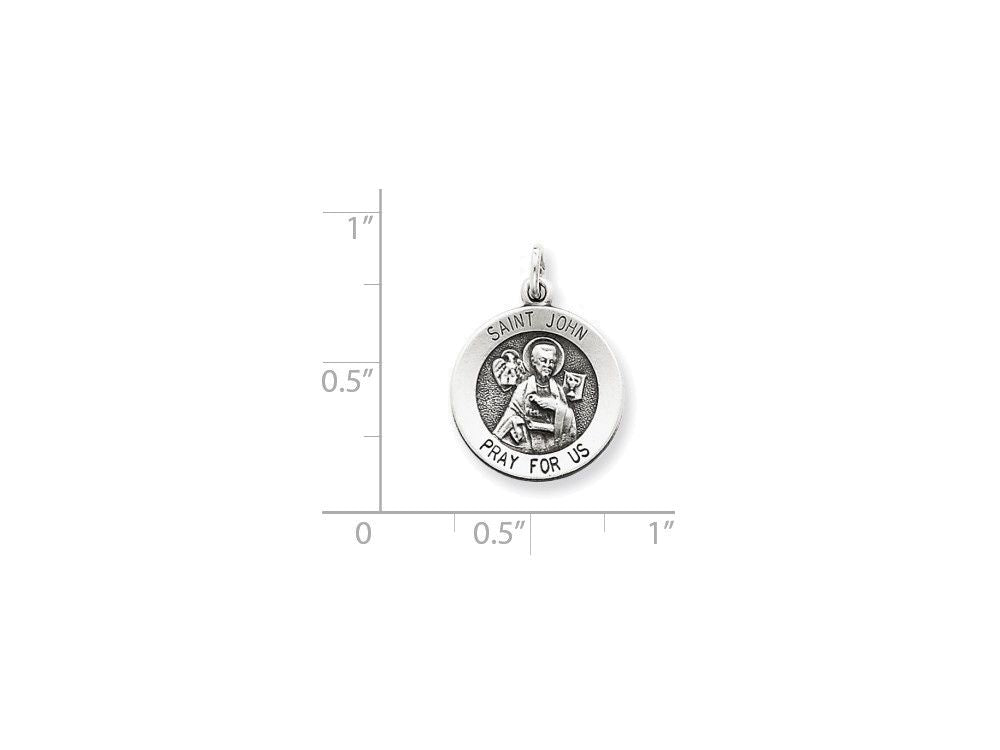 FJC Finejewelers Sterling Silver Antiqued Saint John Medal Pendant Necklace - Chain Included