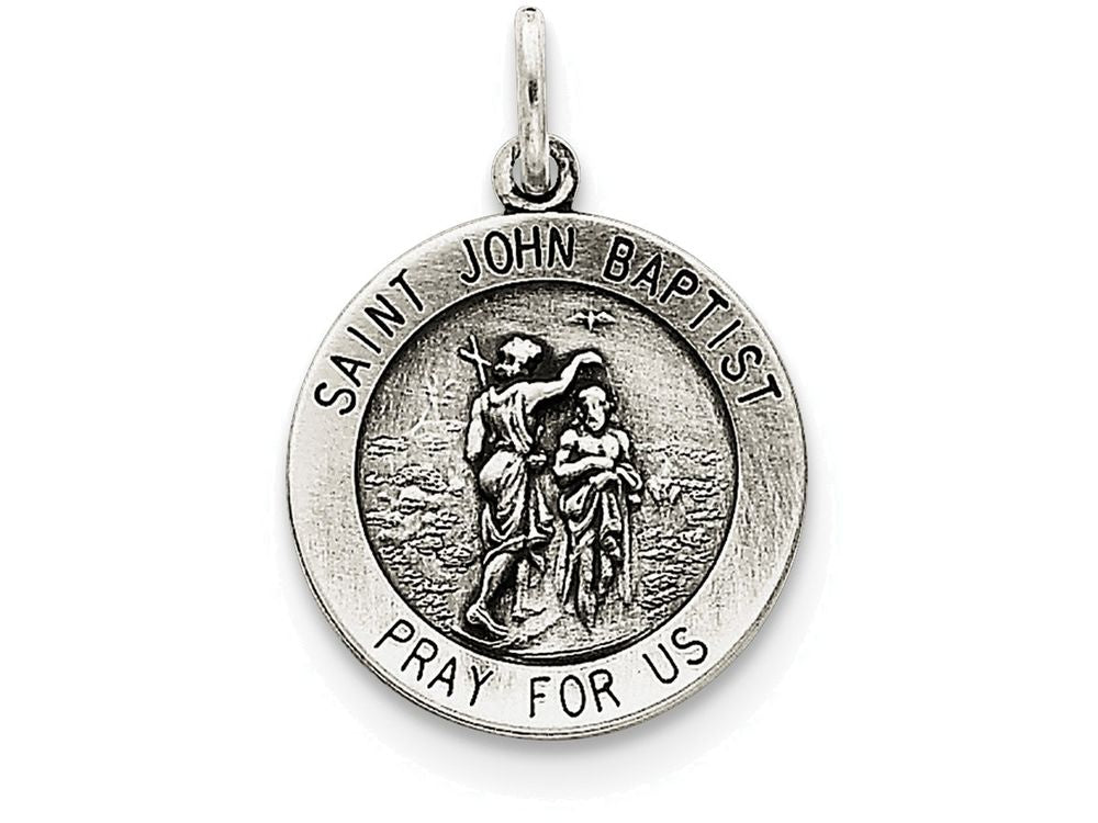 FJC Finejewelers Sterling Silver Antiqued Saint John The Baptist Medal Pendant Necklace - Chain Included