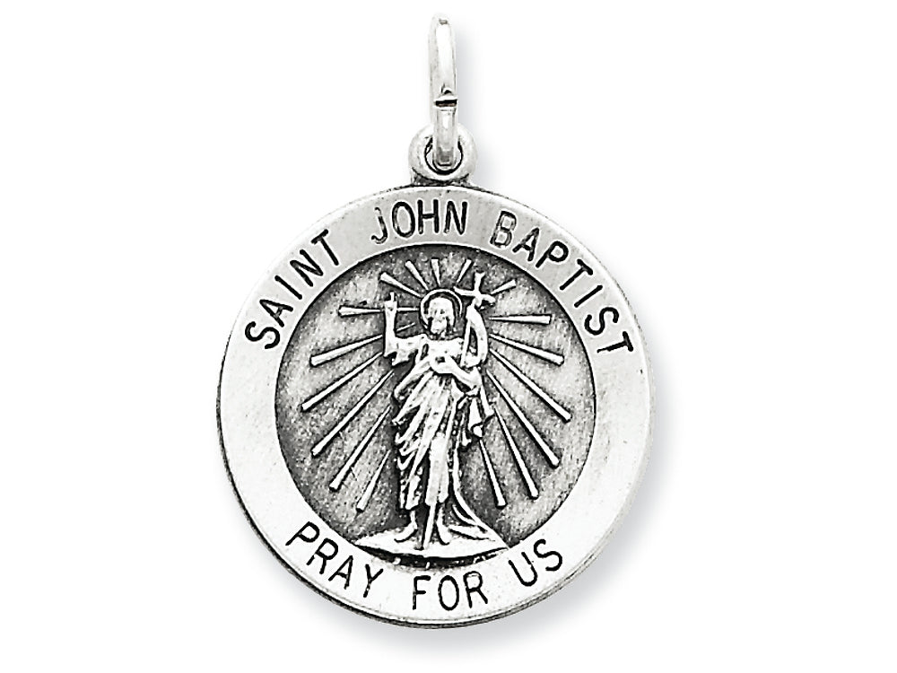 FJC Finejewelers Sterling Silver Antiqued Saint John The Baptist Medal Pendant Necklace - Chain Included